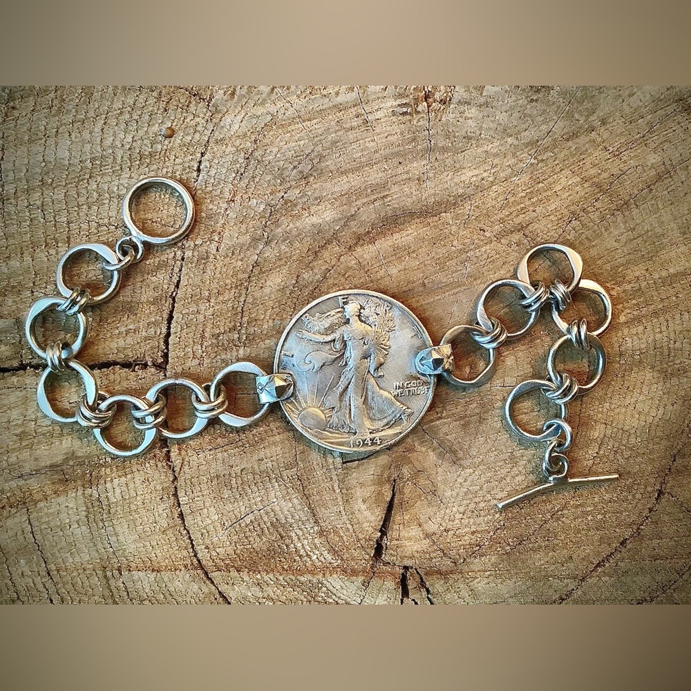 Half dollar bracelet, reversible & adjustable( sterling)